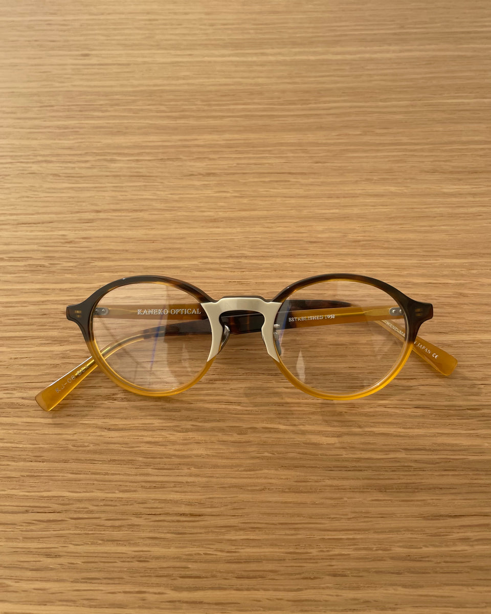 KJ-08 in Beige Half - Cellulose Acetate and Titanium