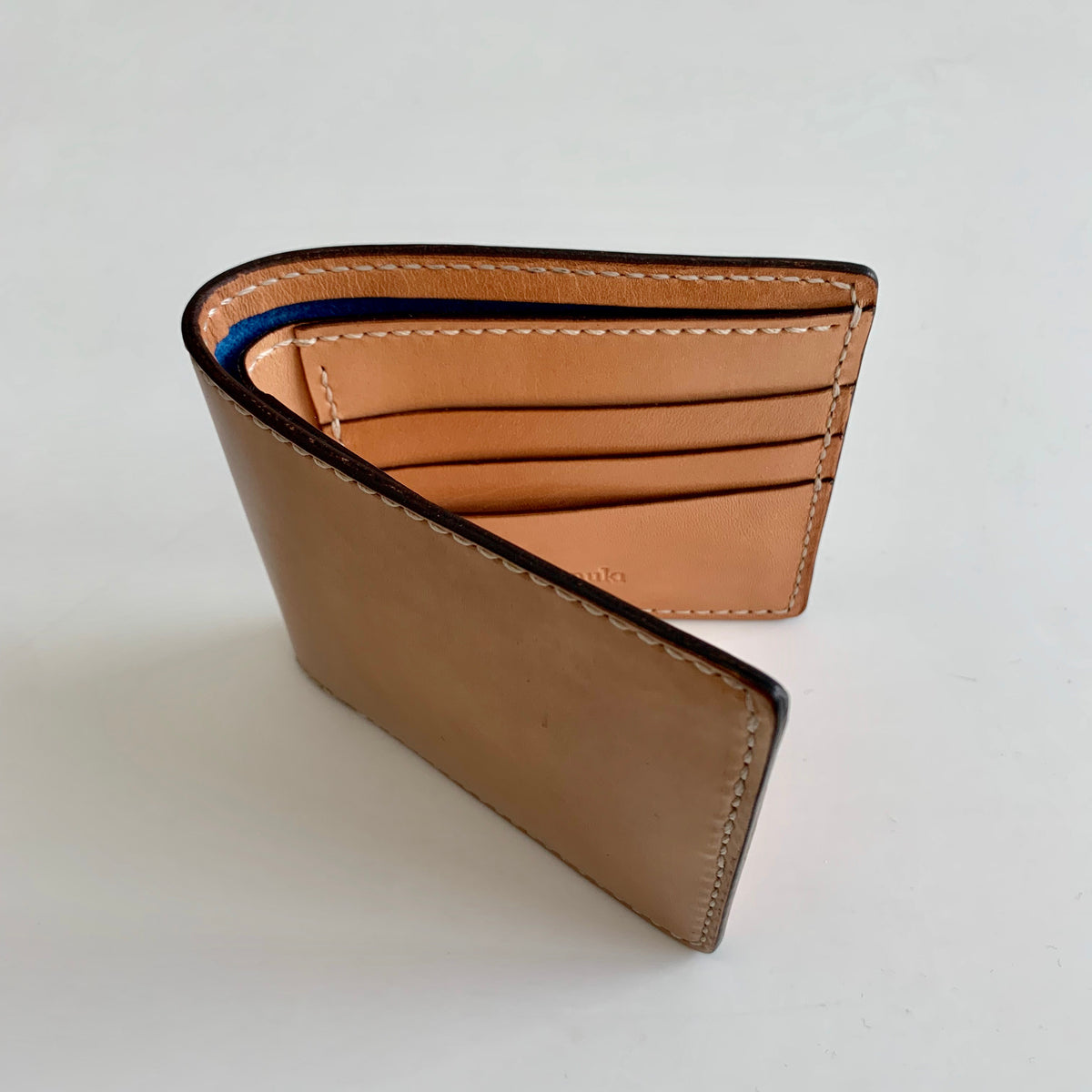 Hand-Stitched Natural Shell Cordovan Shinki Hikaku Bi-Fold Wallet