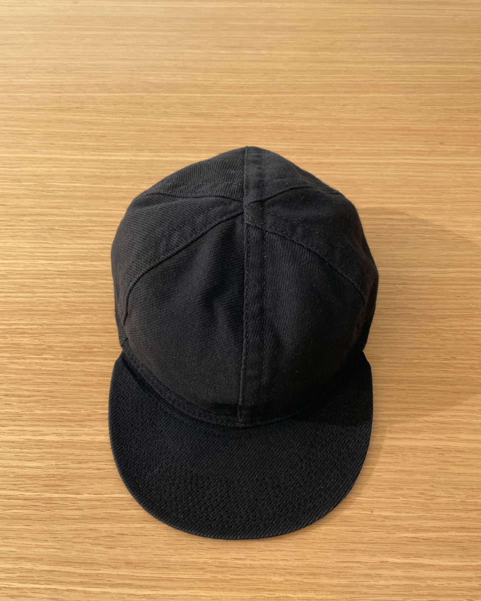 Railroad Cap in Black Wool Cotton Serge