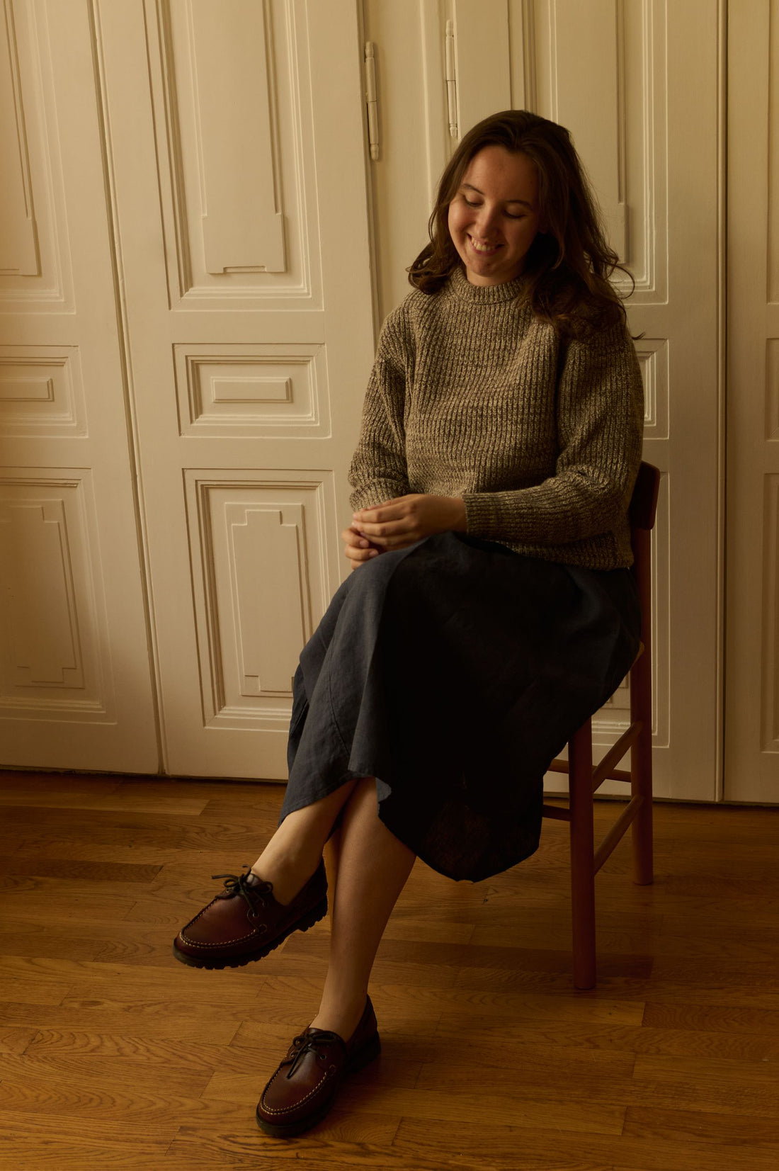 Katya Kalyska Wearing Ecole de Pensee, Fog Linen Work and Paraboot