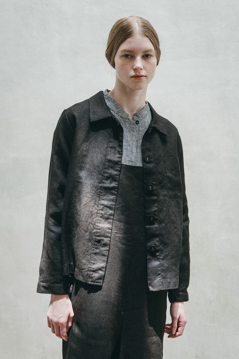 FOG LINEN WORK - GRACE LINEN JACKET BLACK - Tempo