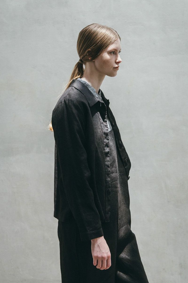 FOG LINEN WORK - GRACE LINEN JACKET BLACK - Tempo