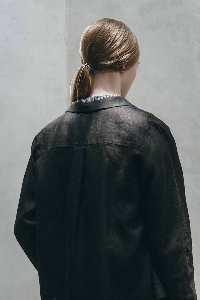 FOG LINEN WORK - GRACE LINEN JACKET BLACK - Tempo