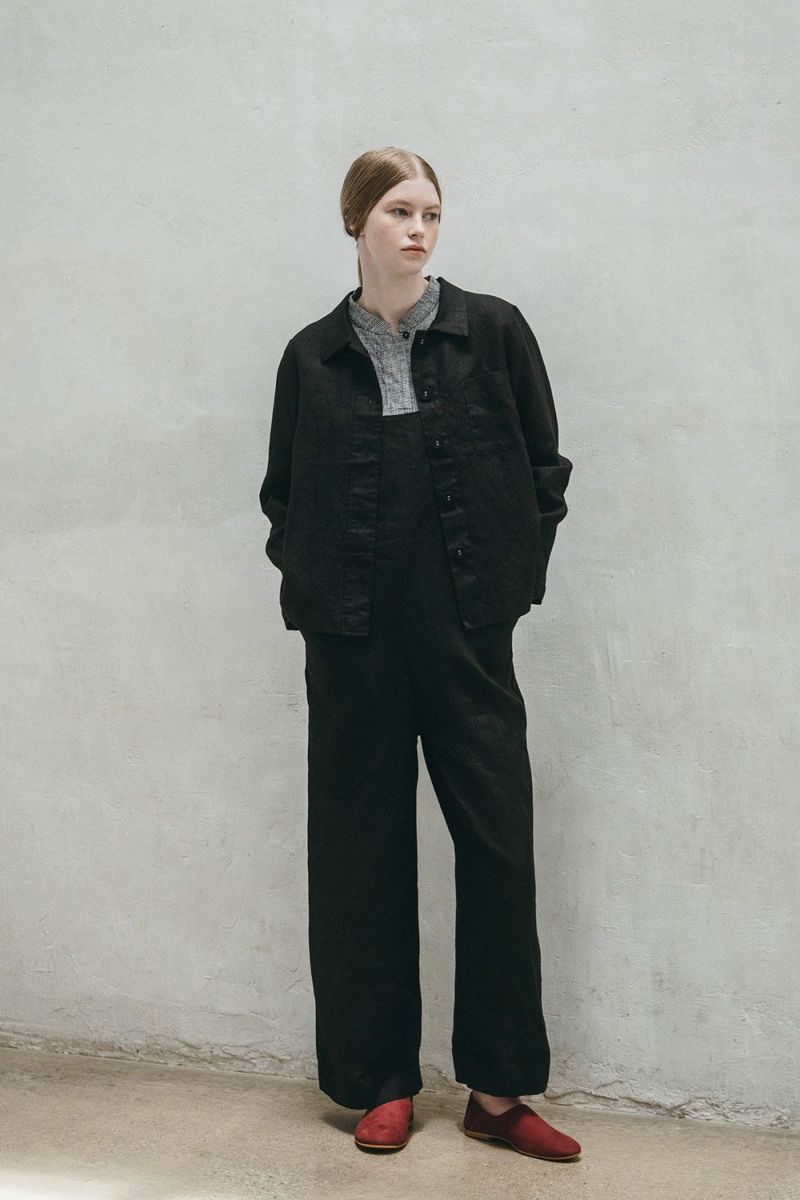FOG LINEN WORK - GRACE LINEN JACKET BLACK - Tempo