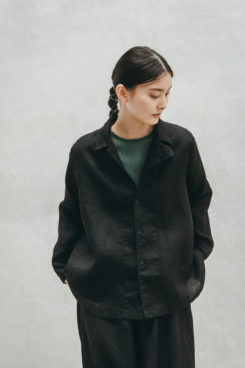 FOG LINEN WORK - ELSIE LINEN SHIRT BLACK - Tempo