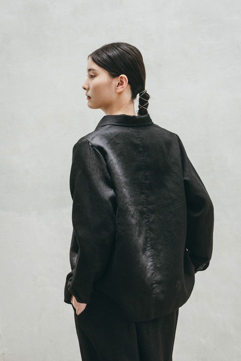 FOG LINEN WORK - ELSIE LINEN SHIRT BLACK - Tempo