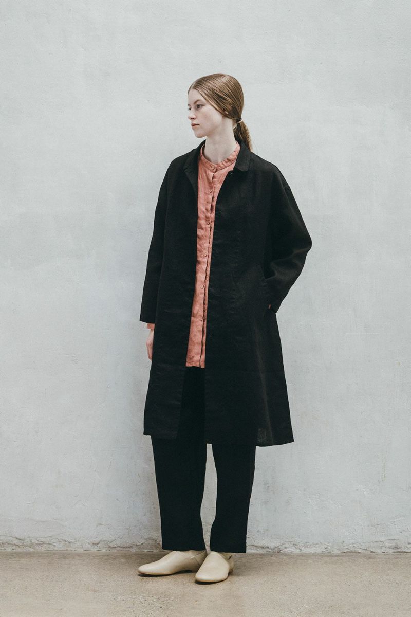 FOG LINEN WORK - FELICITY LINEN COAT BLACK - Tempo