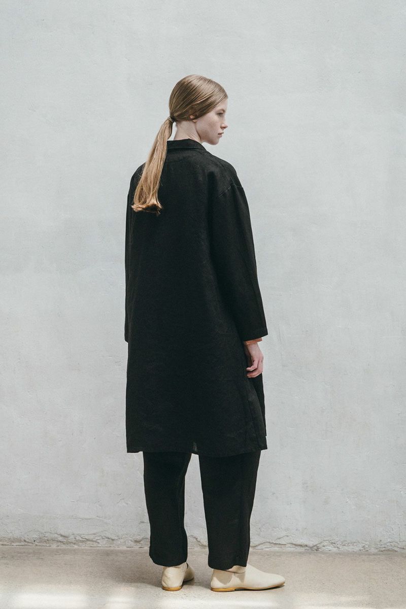 FOG LINEN WORK - FELICITY LINEN COAT BLACK - Tempo