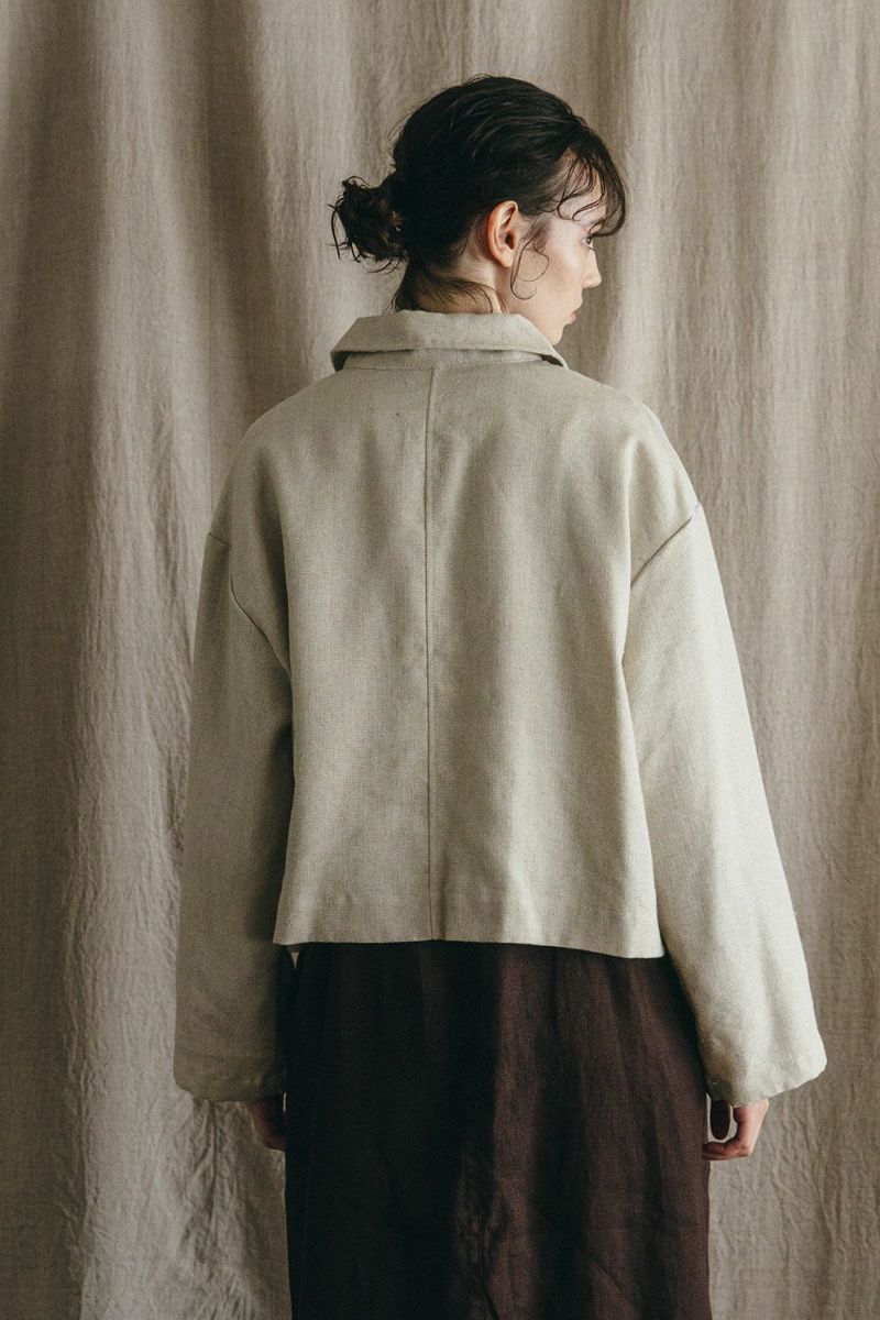 FOG LINEN WORK - LILIJA WOOL LINEN SHORT JACKET NATURAL - Tempo