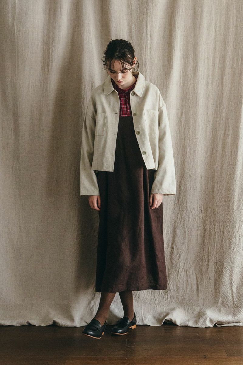 FOG LINEN WORK - LILIJA WOOL LINEN SHORT JACKET NATURAL - Tempo