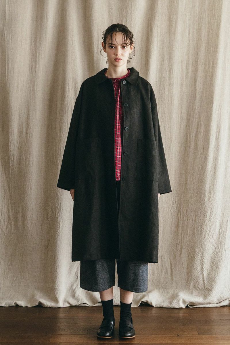 FOG LINEN WORK - RASA WOOL LINEN COAT BLACK - Tempo