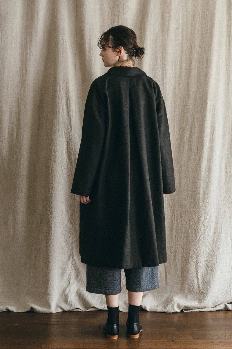 FOG LINEN WORK - RASA WOOL LINEN COAT BLACK - Tempo