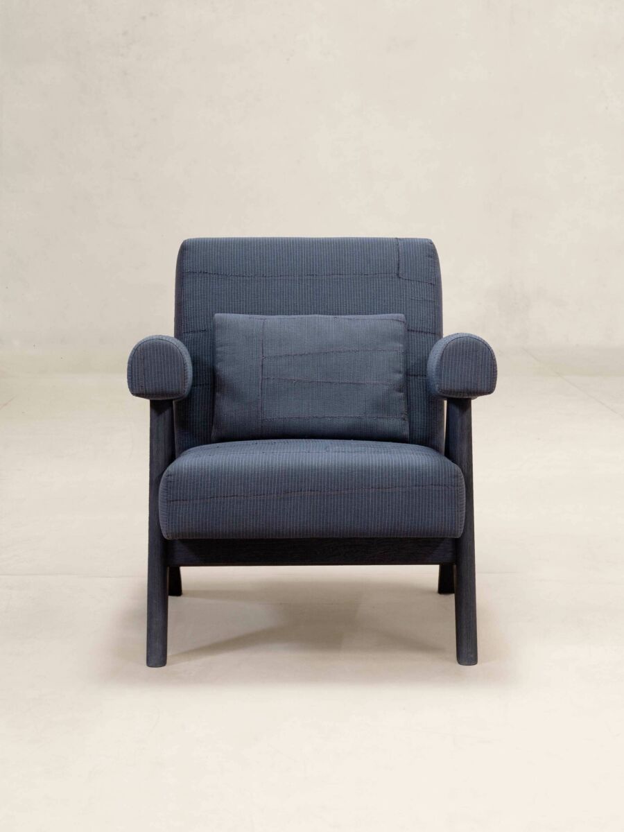 Upholstered Easy Armchair in KeSa Ink by Pierre Jeanneret & Chandigarh Collective - Tempo
