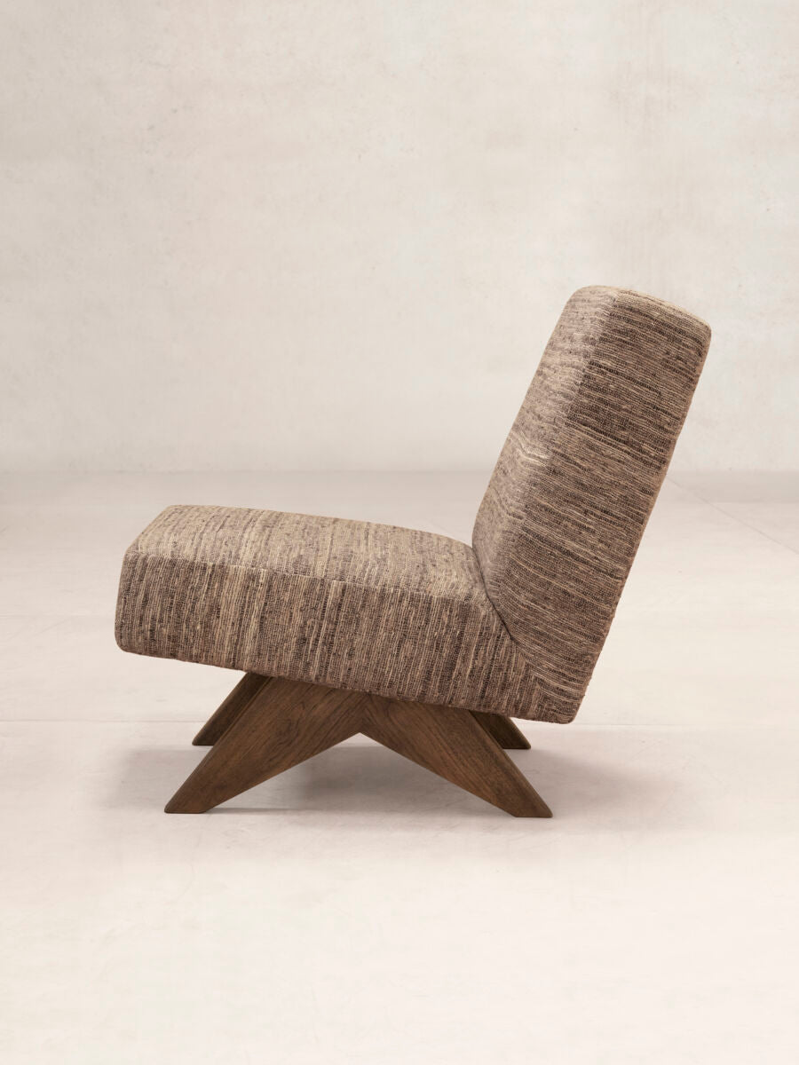 Upholstered Armless Chair by Pierre Jeanneret & Chandigarh Collective/ Zanav Upholstery/ Special Edition