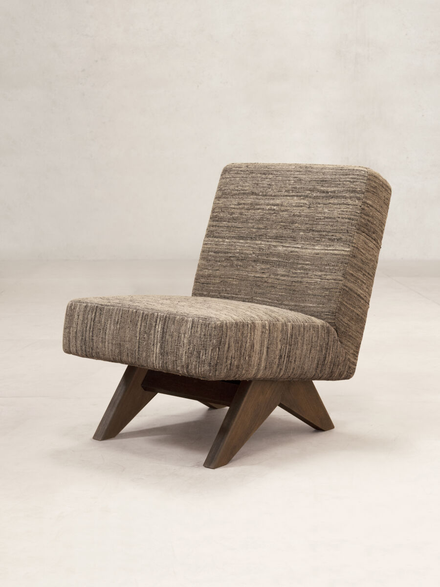Upholstered Armless Chair by Pierre Jeanneret & Chandigarh Collective/ Zanav Upholstery/ Special Edition - Tempo