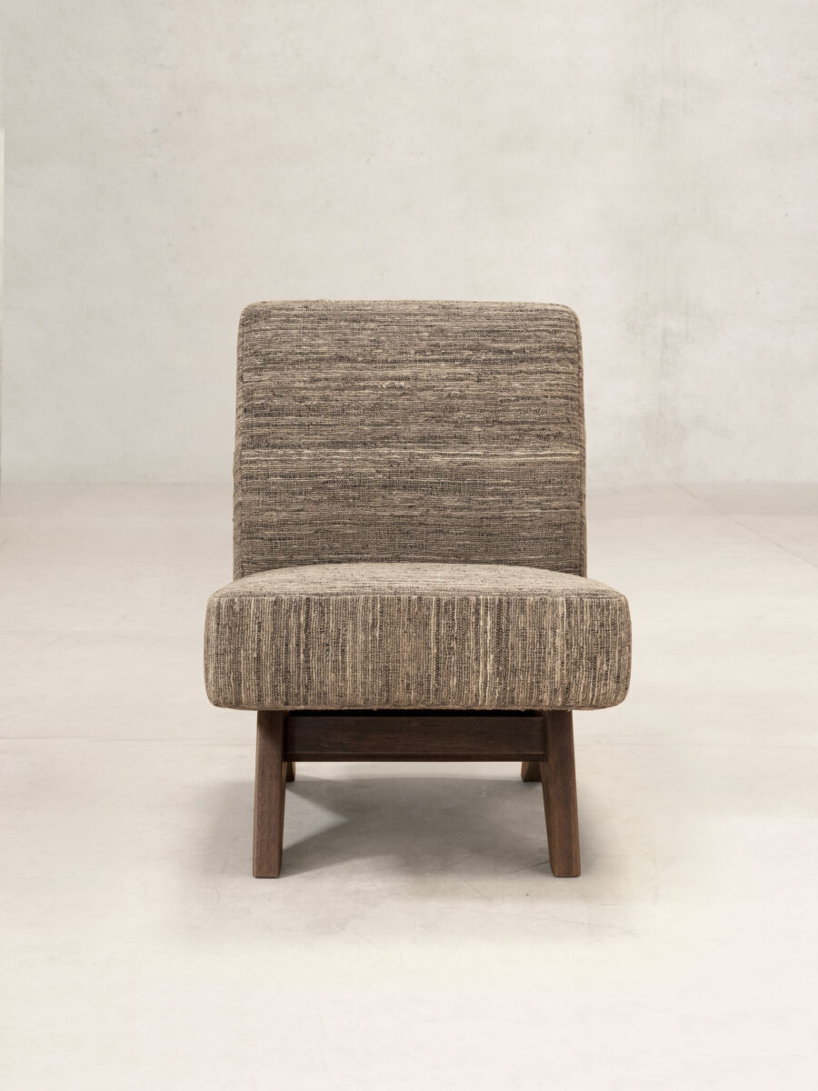 Upholstered Armless Chair by Pierre Jeanneret & Chandigarh Collective/ Zanav Upholstery/ Special Edition - Tempo