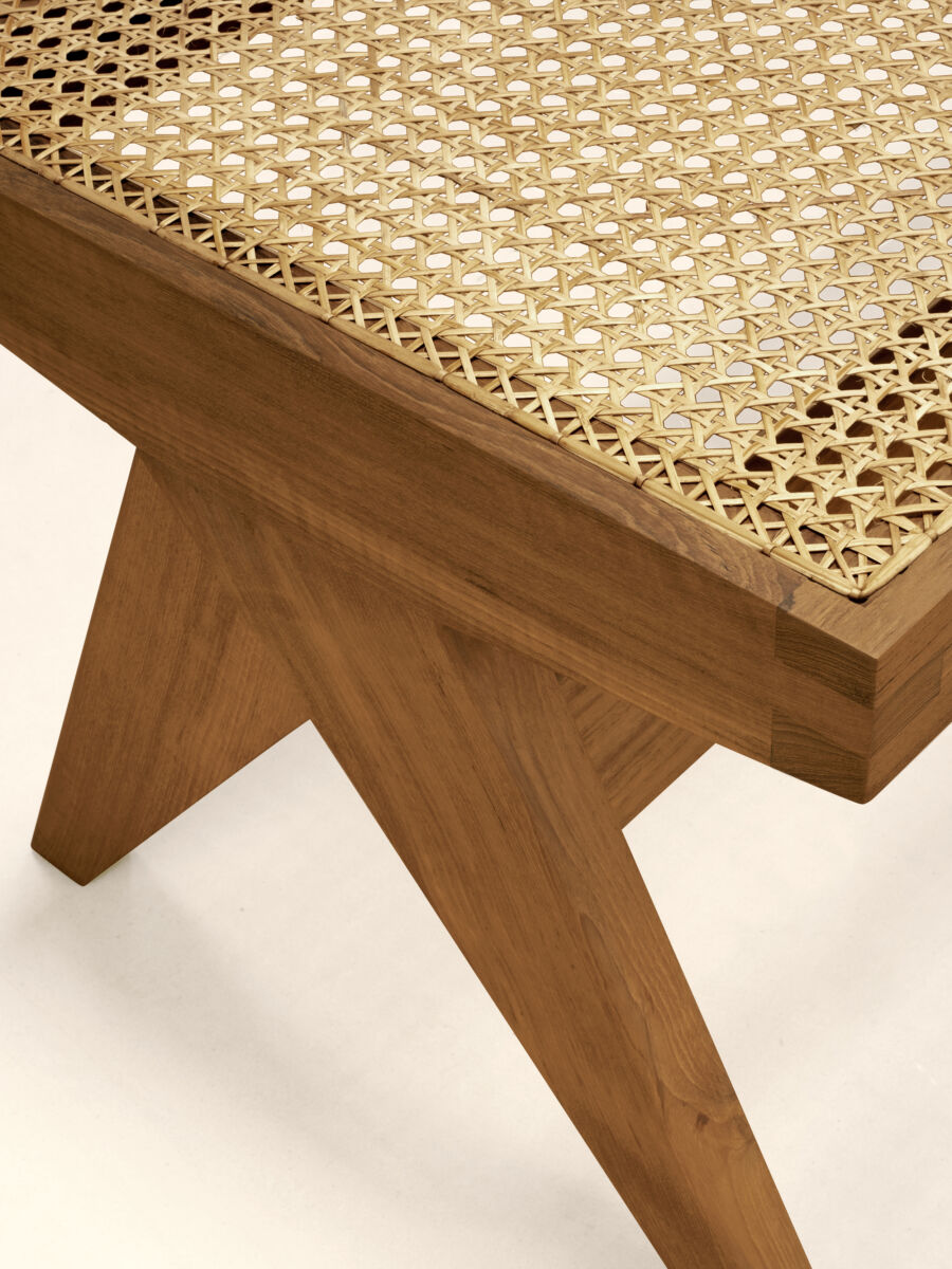 Teak and Cane Bench by Pierre Jeanneret & Chandigarh Collective - Tempo
