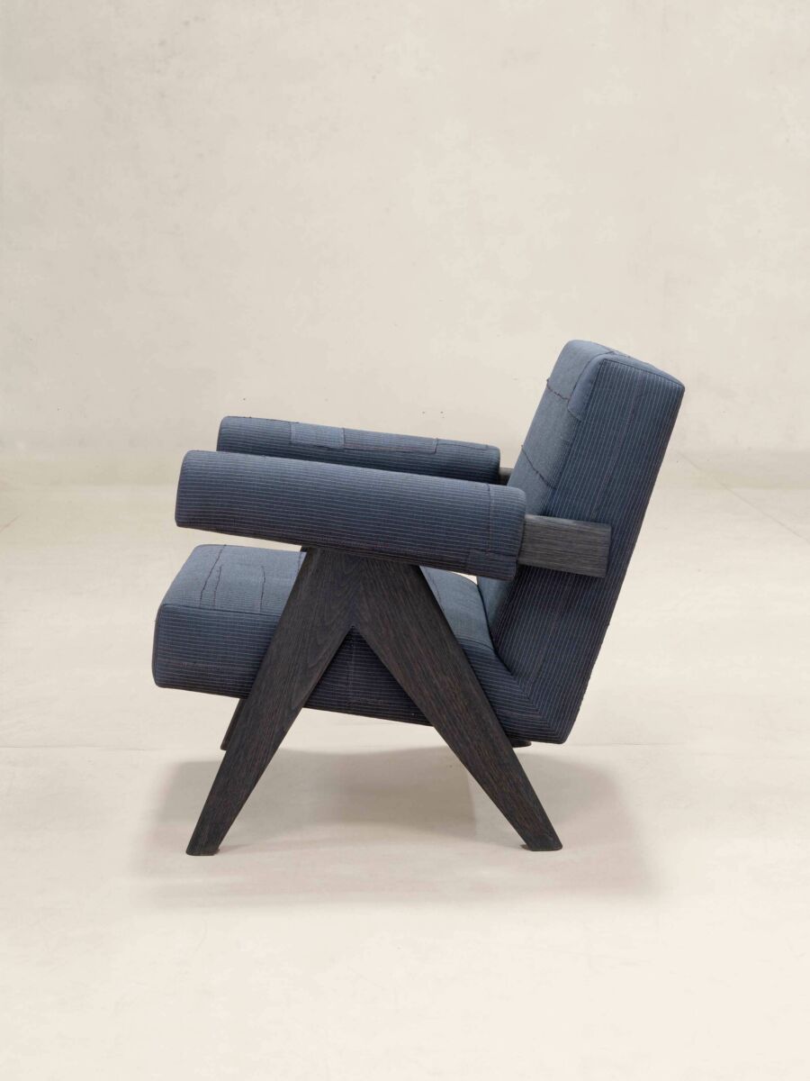 Upholstered Easy Armchair in KeSa Ink by Pierre Jeanneret & Chandigarh Collective - Tempo