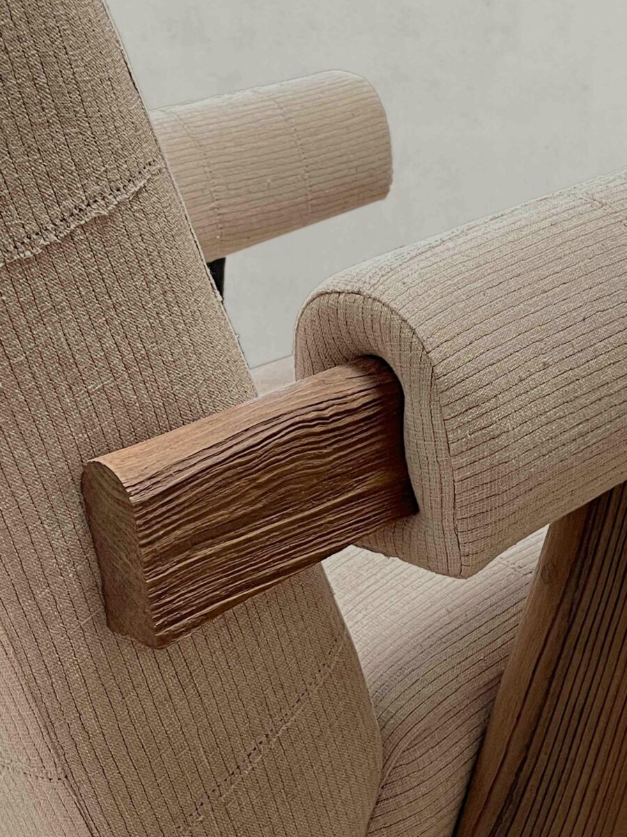 Upholstered Easy Armchair in KeSa Sand by Pierre Jeanneret & Chandigarh Collective - Tempo