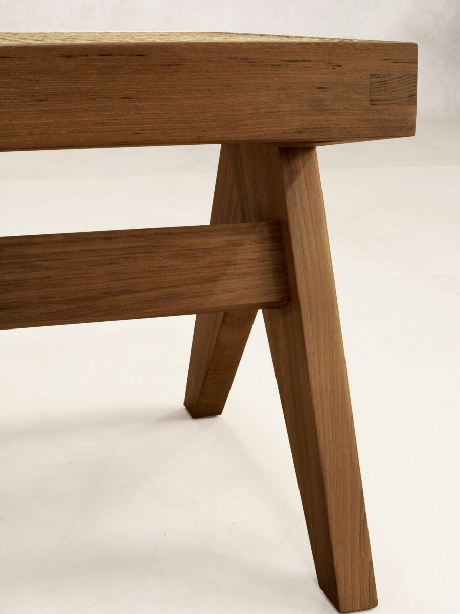 Teak and Cane Bench by Pierre Jeanneret & Chandigarh Collective - Tempo