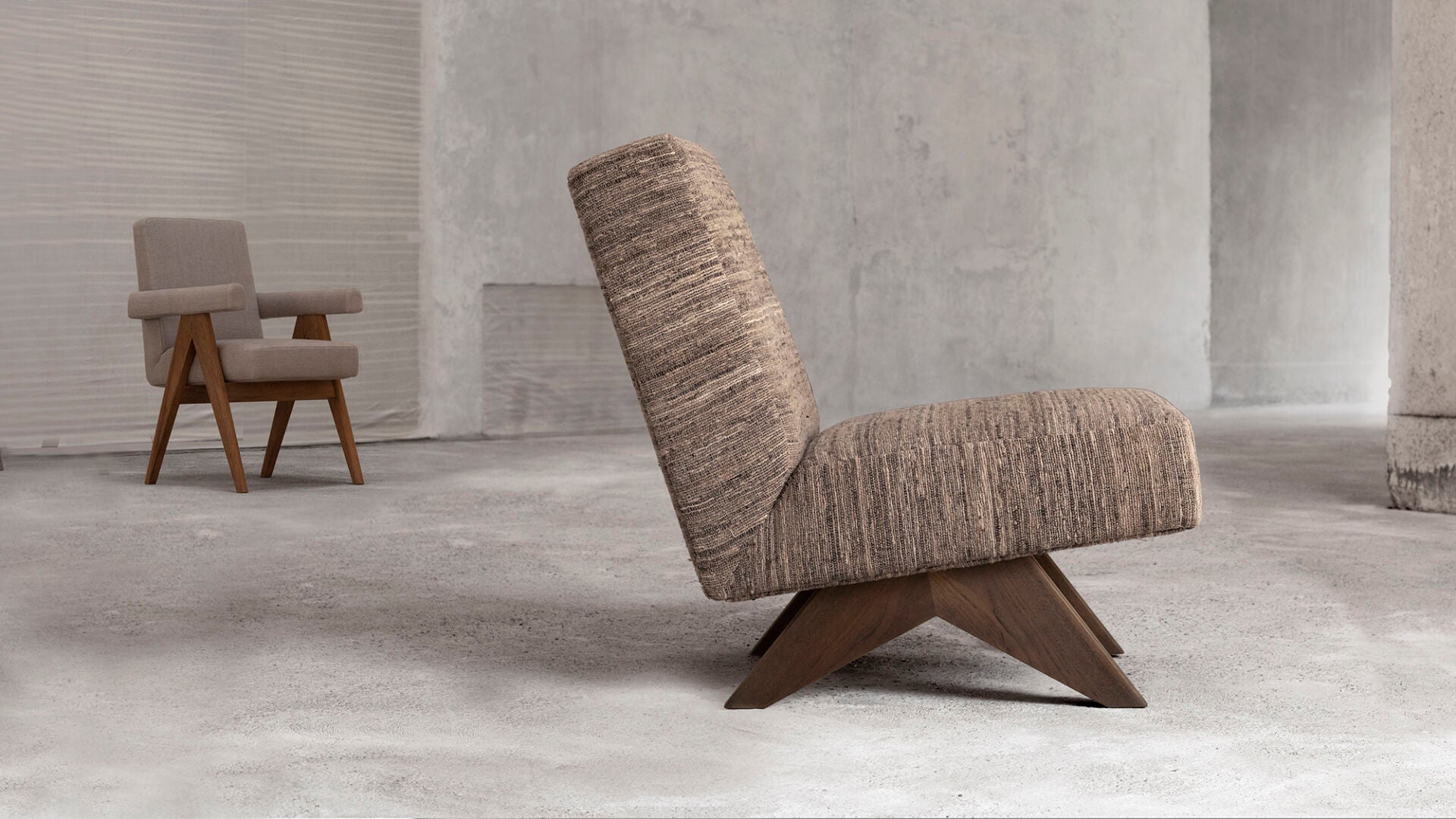 Upholstered Armless Chair by Pierre Jeanneret & Chandigarh Collective/ Zanav Upholstery/ Special Edition - Tempo