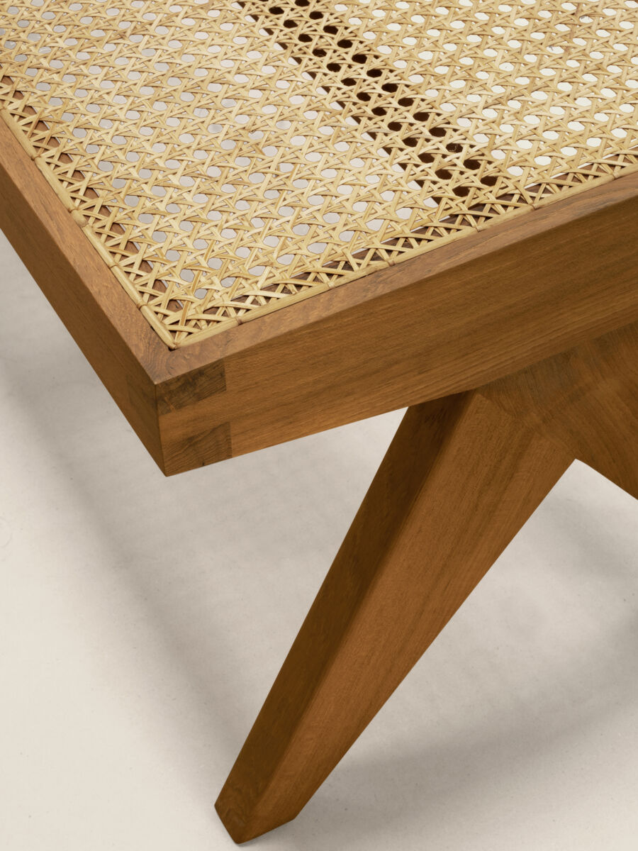Teak and Cane Bench by Pierre Jeanneret & Chandigarh Collective - Tempo