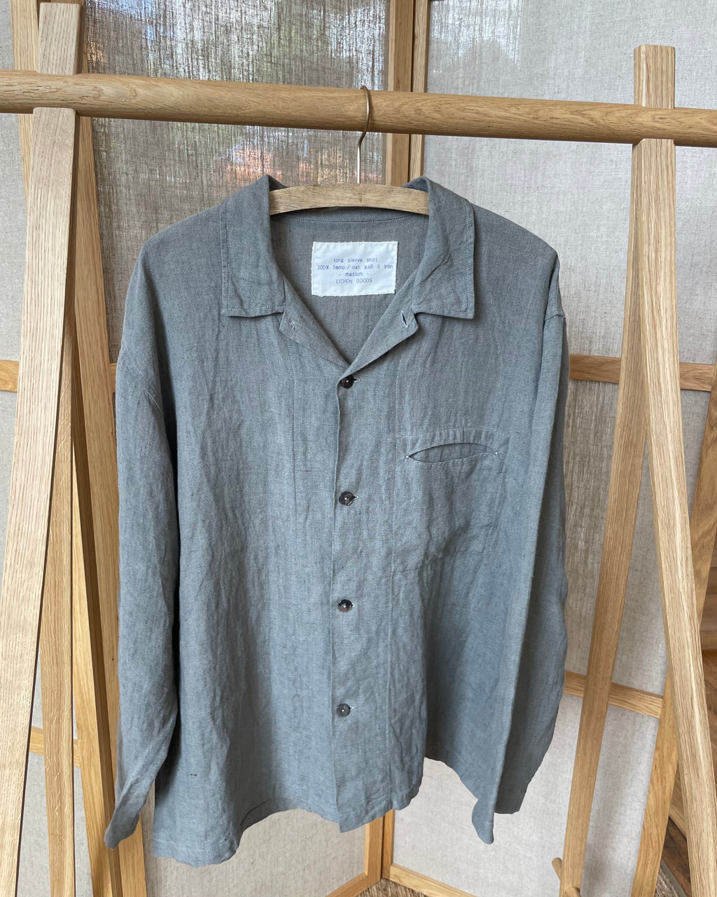 LICHEN GOODS FOR TEMPO - Hemp Long-sleeve Shirt | Oak Gall  & Iron Hand-dyed - Tempo