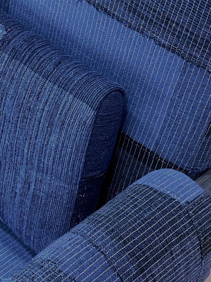Upholstered Easy Armchair in KeSa Cobalt by Pierre Jeanneret & Chandigarh Collective