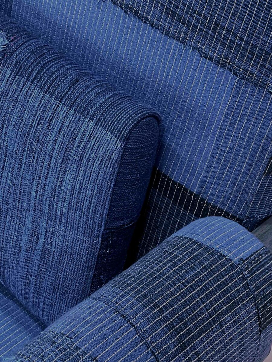 Upholstered Easy Armchair in KeSa Cobalt by Pierre Jeanneret & Chandigarh Collective - Tempo