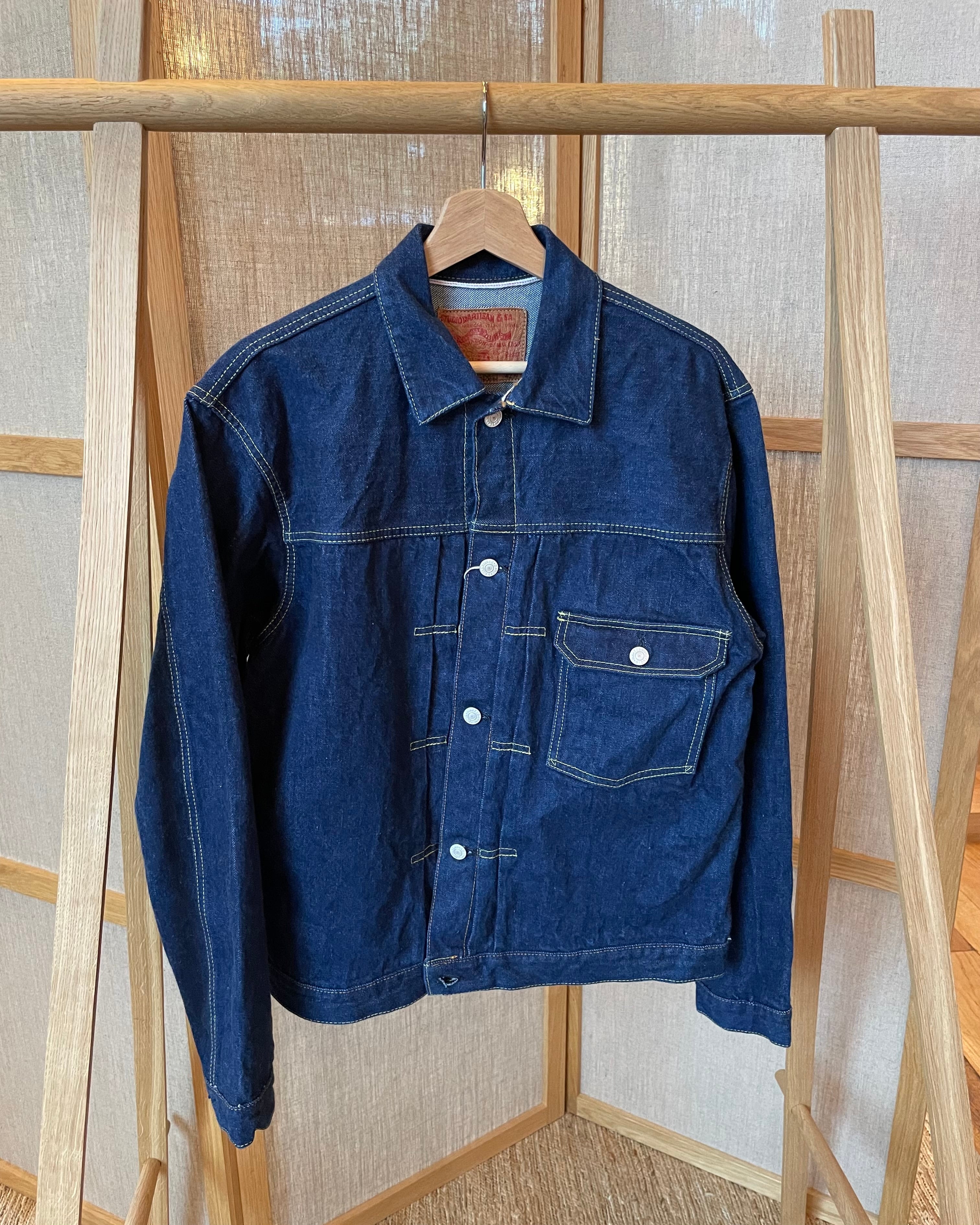 D01 „The Origin“ Natürliche Indigo-Typ-I-Selvedge-Jeansjacke, 15 oz - OW