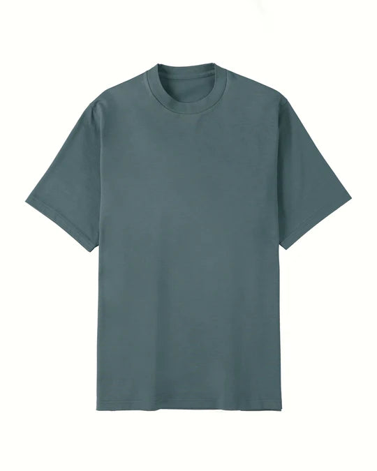 Crew Neck T Organic Twin Jersey | Blue Gray - Tempo