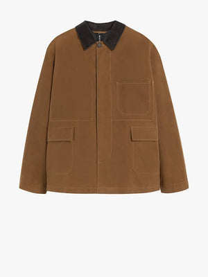 DRIZZLE CORDUROY COLLAR DRY-WAXED COTTON CHORE JACKET | BRICK | GMM-207 - Tempo