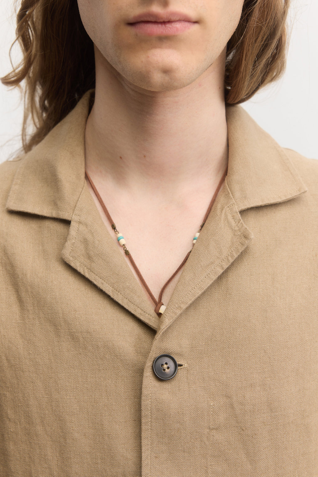 École de Pensée - Dark Sand Linen Relaxed Fit Short Sleeve Shirt - Tempo