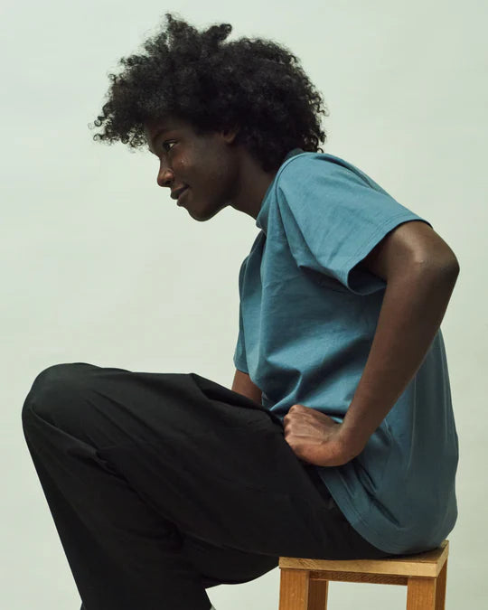 Crew Neck T Organic Twin Jersey | Blue Gray - Tempo