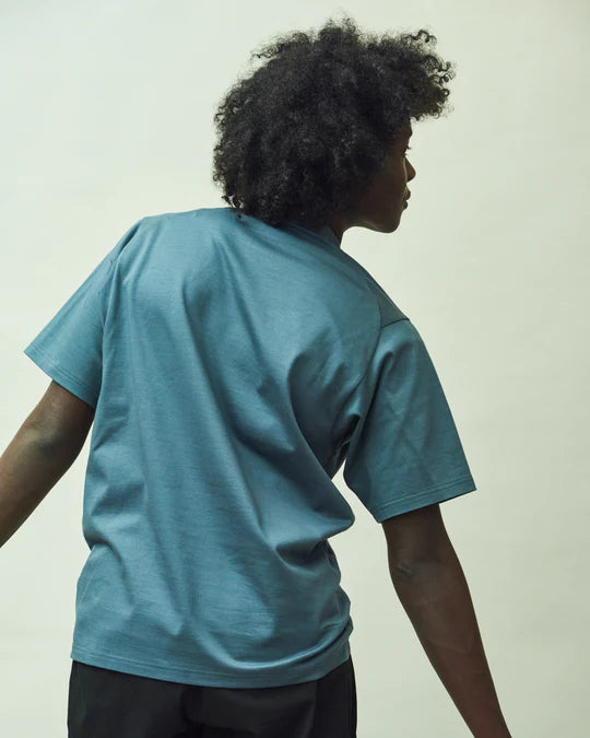 Crew Neck T Organic Twin Jersey | Blue Gray - Tempo