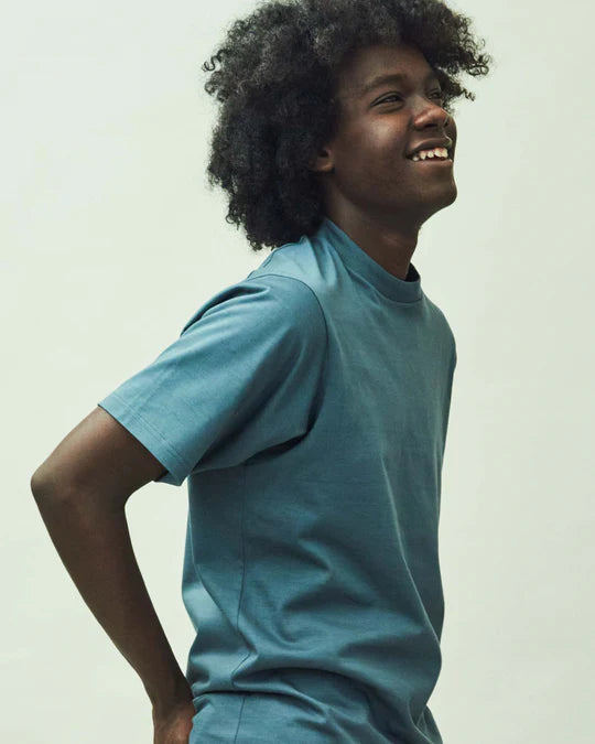 Crew Neck T Organic Twin Jersey | Blue Gray - Tempo