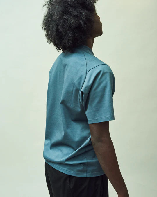 Crew Neck T Organic Twin Jersey | Blue Gray - Tempo