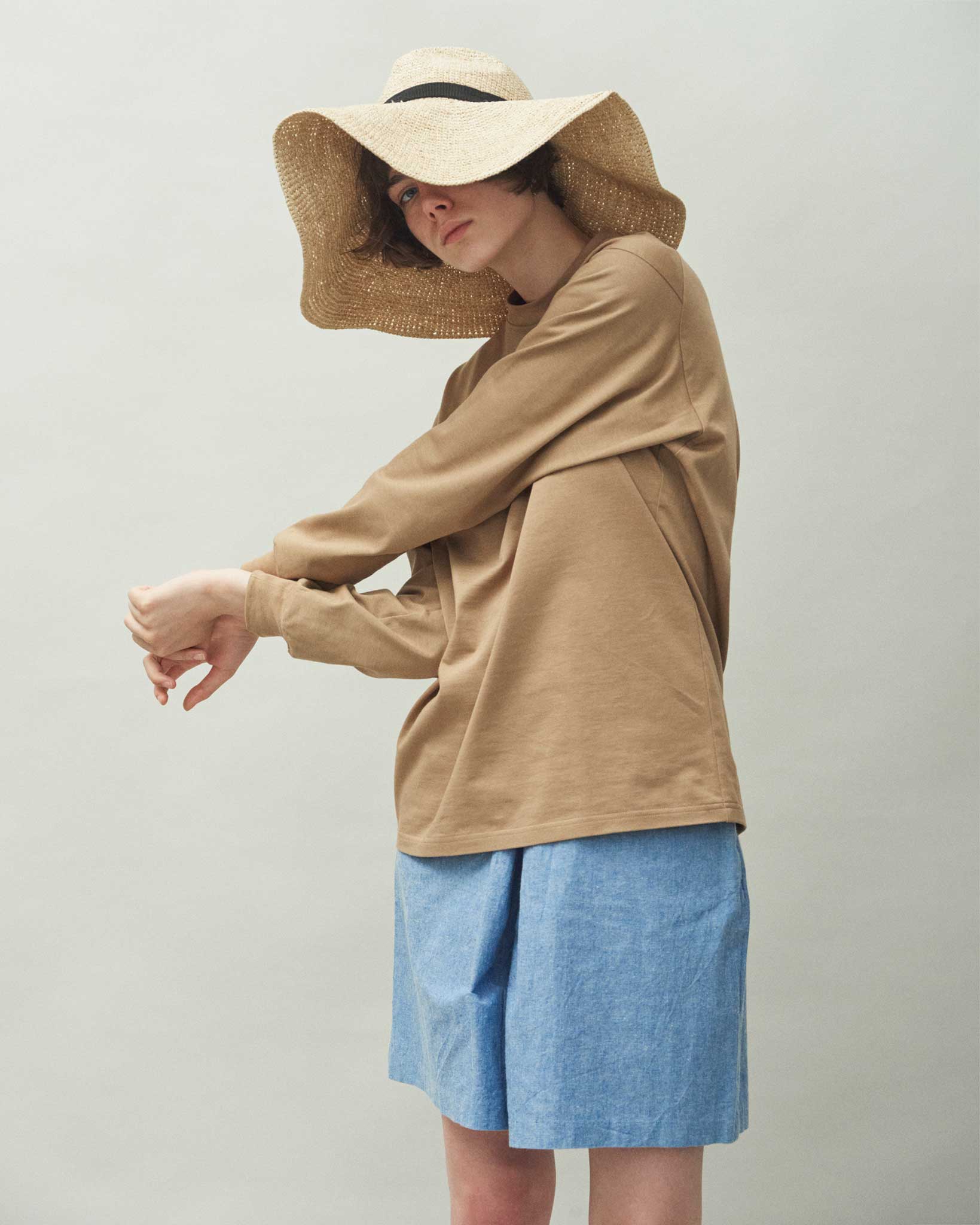 Crew Neck T Long Organic Twin Jersey | Blue Gray - Tempo