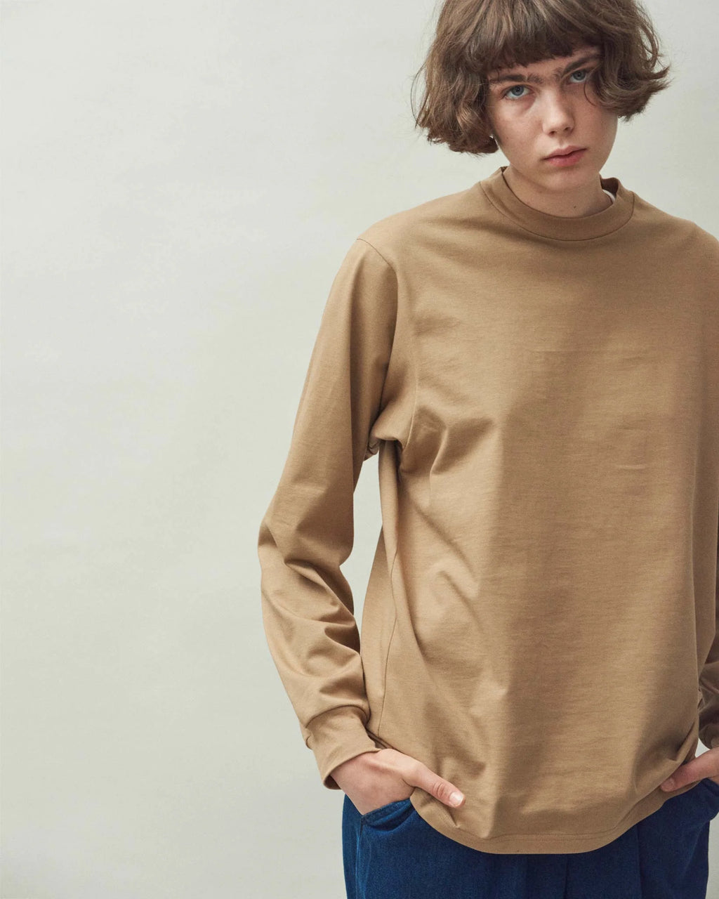 Crew Neck T Long Organic Twin Jersey | Blue Gray - Tempo