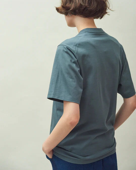 Crew Neck T Organic Twin Jersey | Blue Gray - Tempo