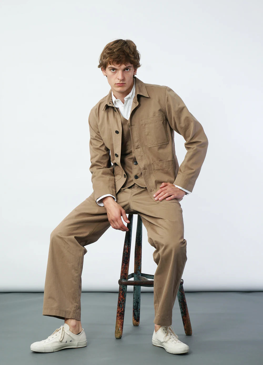 HANSEN - KELD Straight Cut Cotton Gabardine Twill Trousers - Tempo