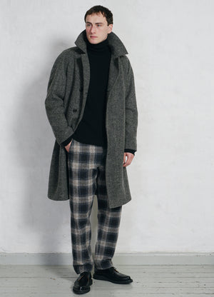 SIGURD Long Lined Wool Coat | Grey Tweed