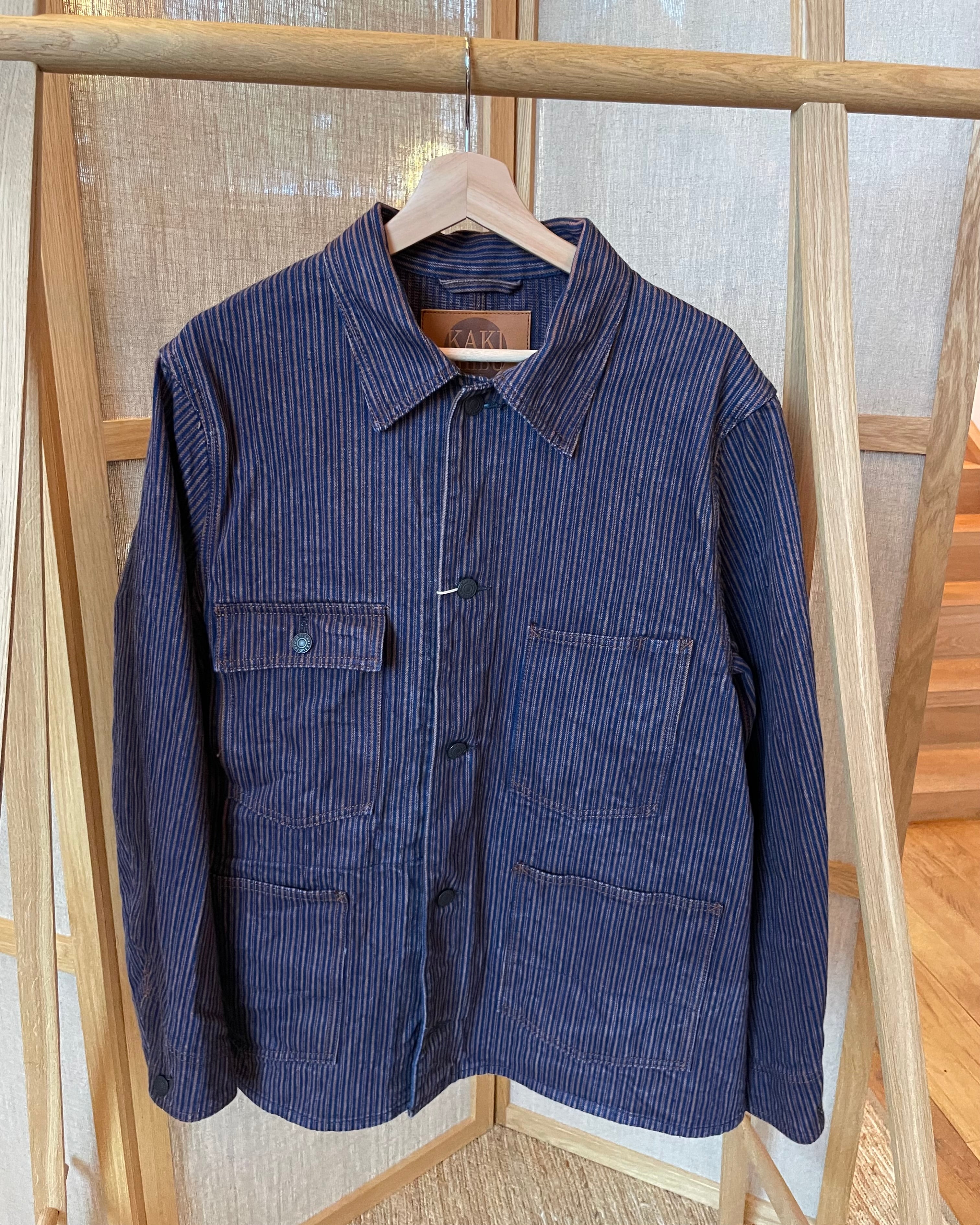 Veste de corvée en hickory en denim Kakishibu de 14 oz