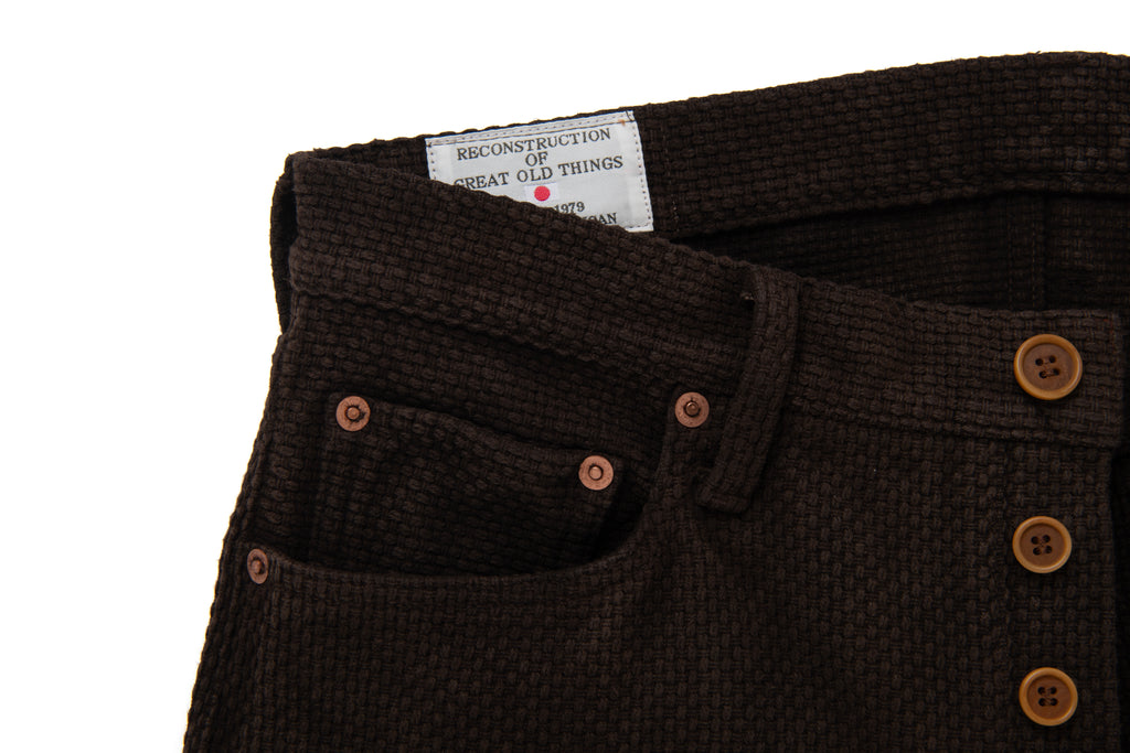 STUDIO D'ARTISAN - Amami Dorozome Mud Dyed 13oz Sashiko Jeans - Regular Straight - Dark Brown - Tempo