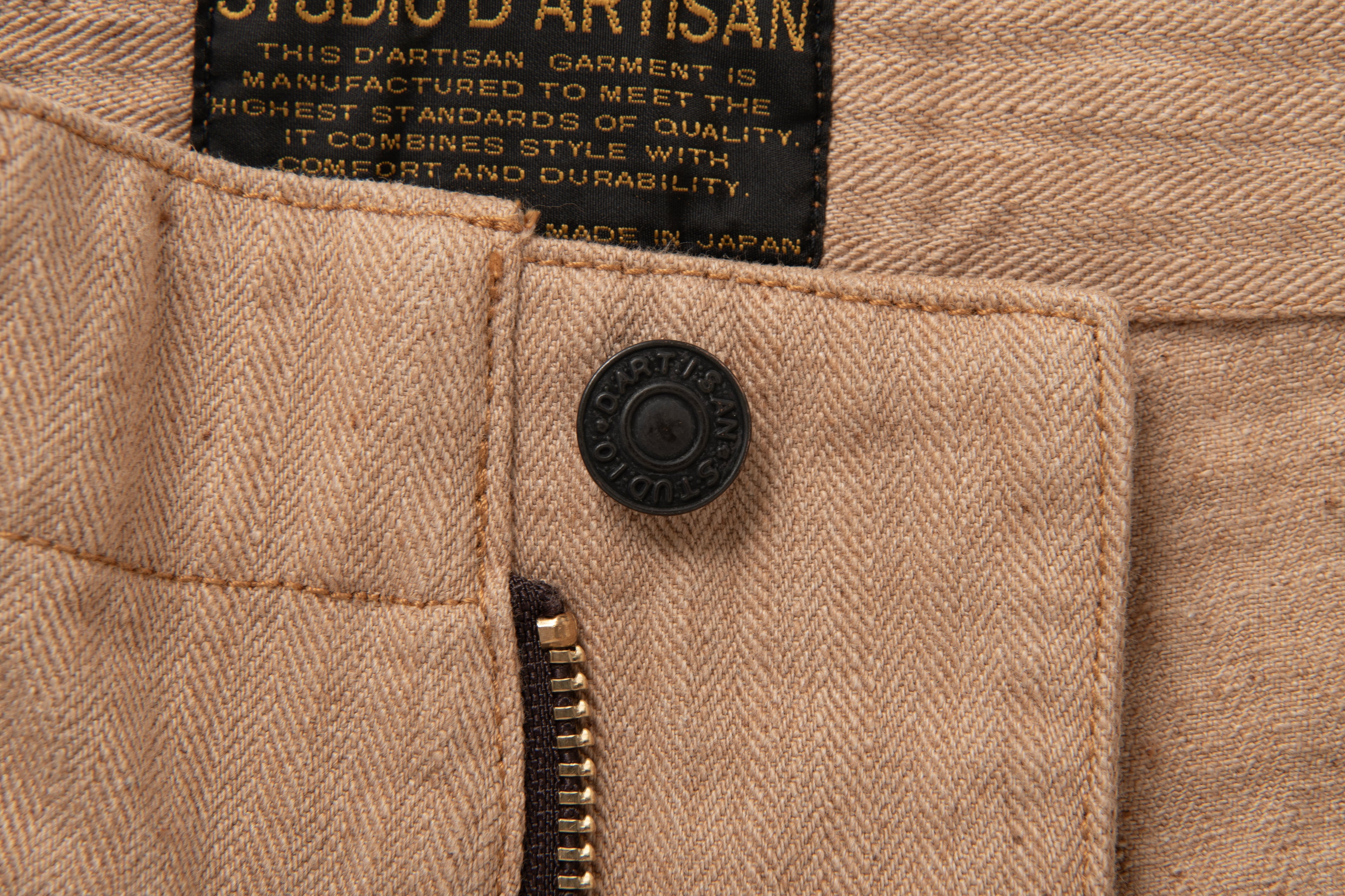 STUDIO D'ARTISAN - Organic Fox Cotton 11oz. Baker Pants - Regular Straight - Slight High Rise - Tempo