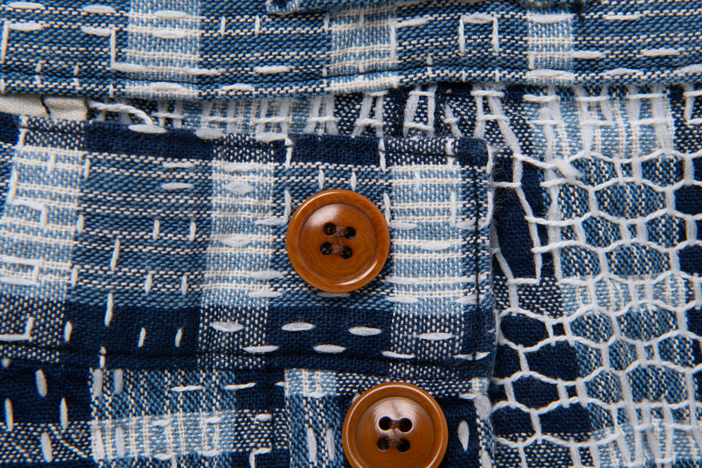 STUDIO D'ARTISAN - Indigo Noragi Sashiko Shorts - Tempo