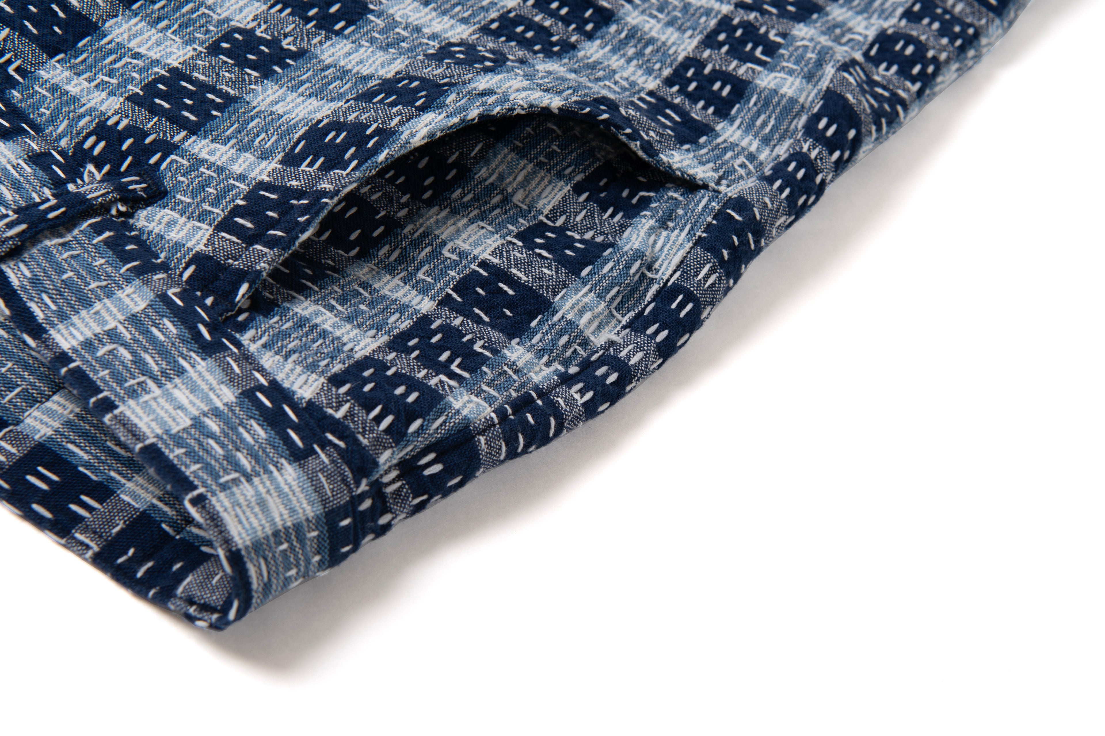 STUDIO D'ARTISAN - Indigo Noragi Sashiko Shorts - Tempo