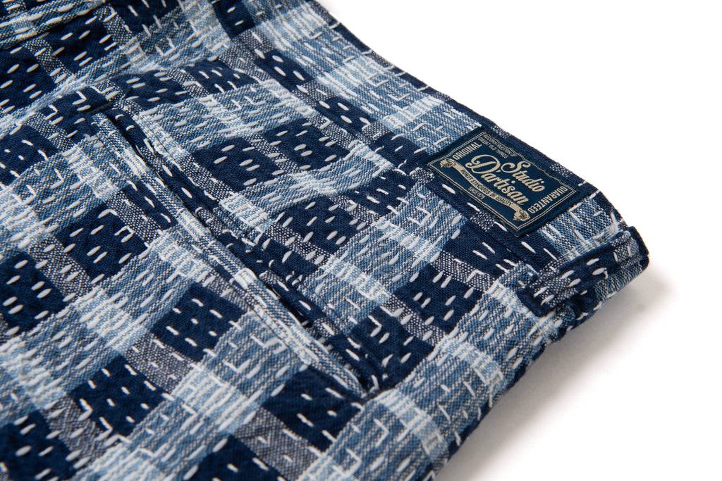 STUDIO D'ARTISAN - Indigo Noragi Sashiko Shorts - Tempo