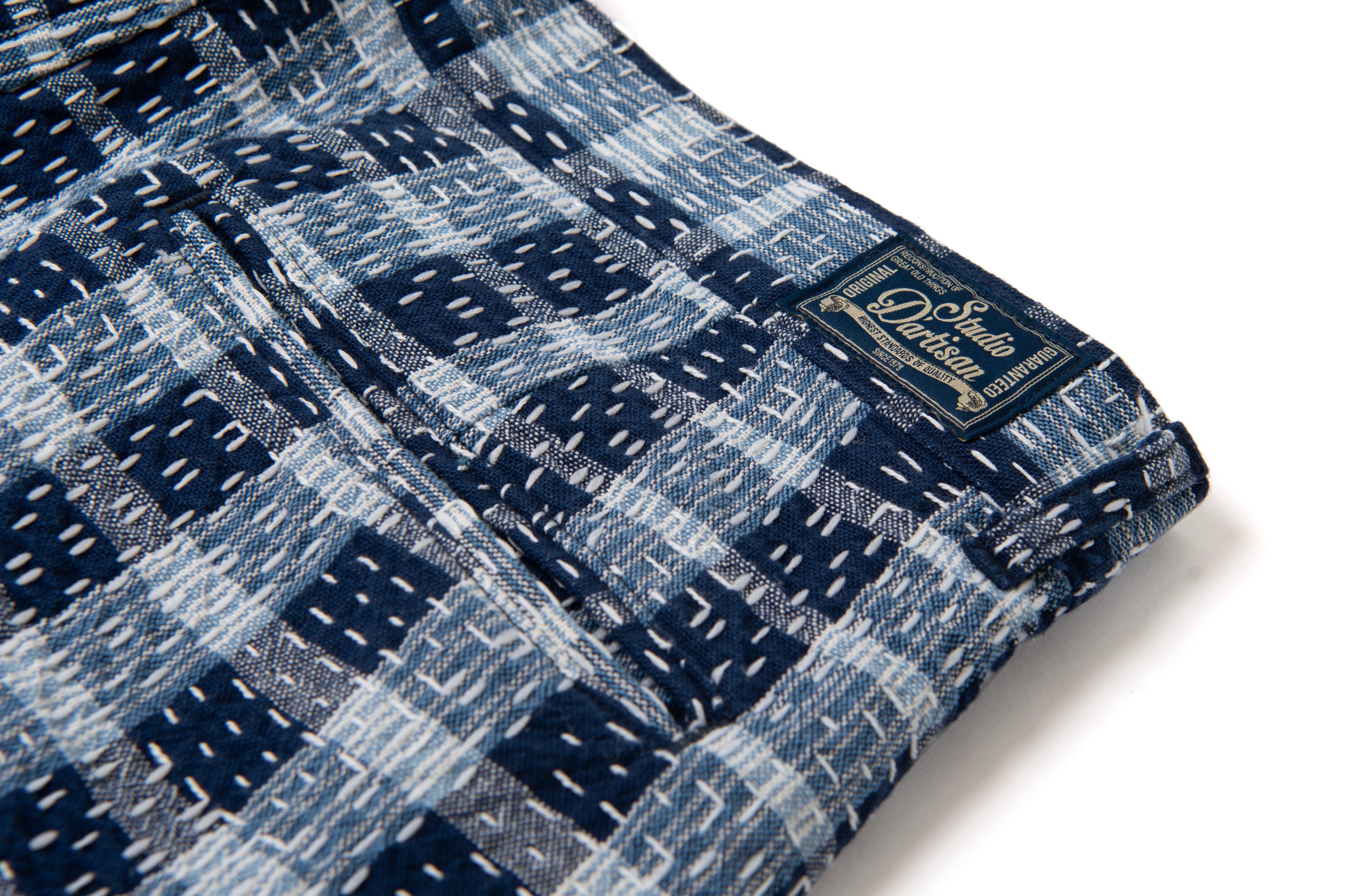 STUDIO D'ARTISAN - Indigo Noragi Sashiko Shorts - Tempo