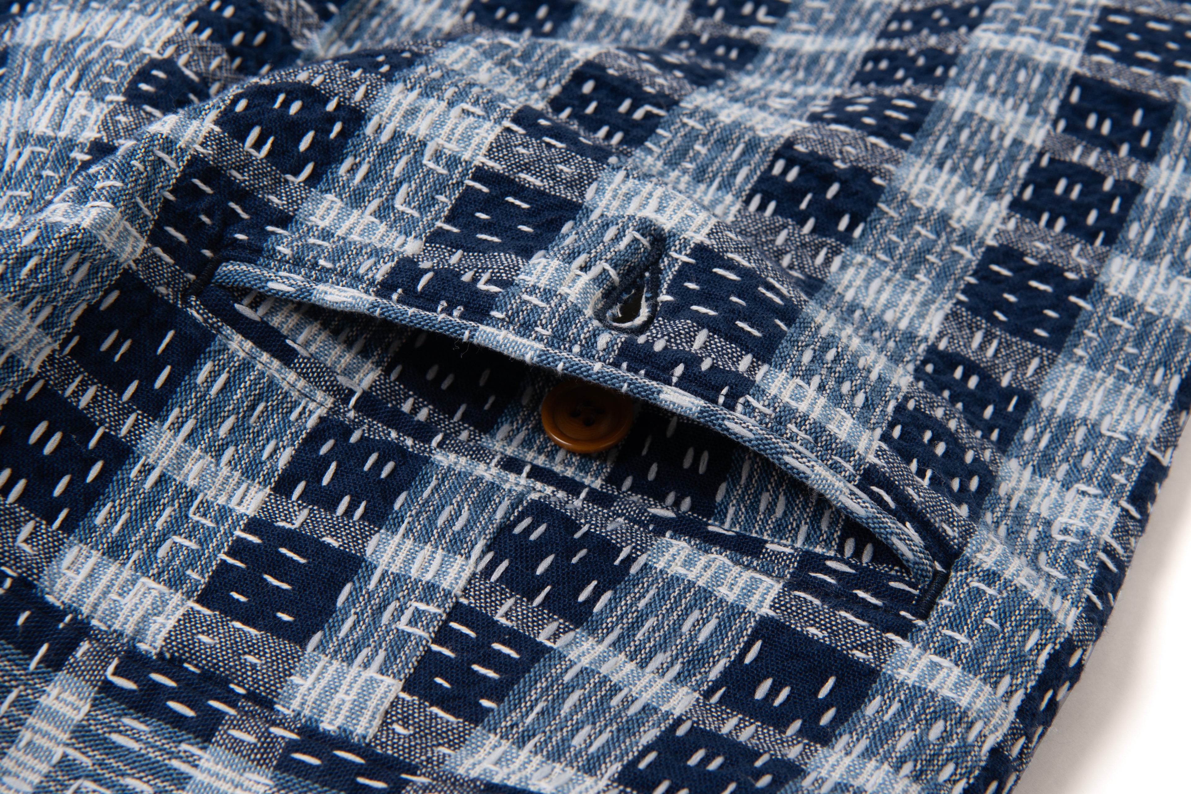 STUDIO D'ARTISAN - Indigo Noragi Sashiko Shorts - Tempo